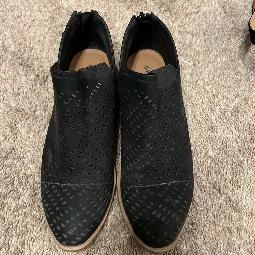 Black low booties size 8